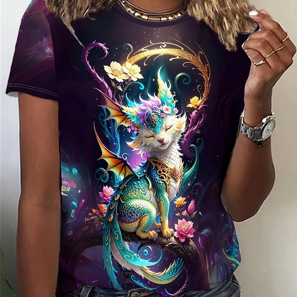 Cute Animal Chicken Cartoon 3D Print Women's T-Shirts Casual Short Sleeve T Shirt O-Neck Tees Harajuku Y2K Tops Female Clothing