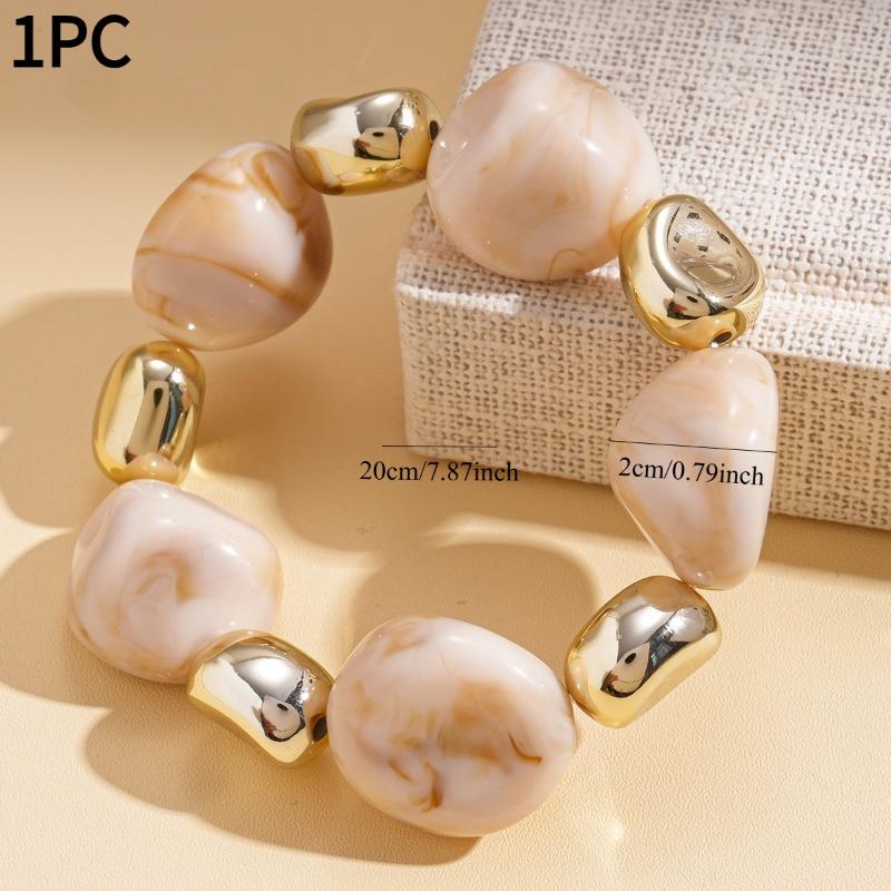 1PC European and American acrylic smudge irregular geometric beaded bracelet retro ethnic style niche high sense