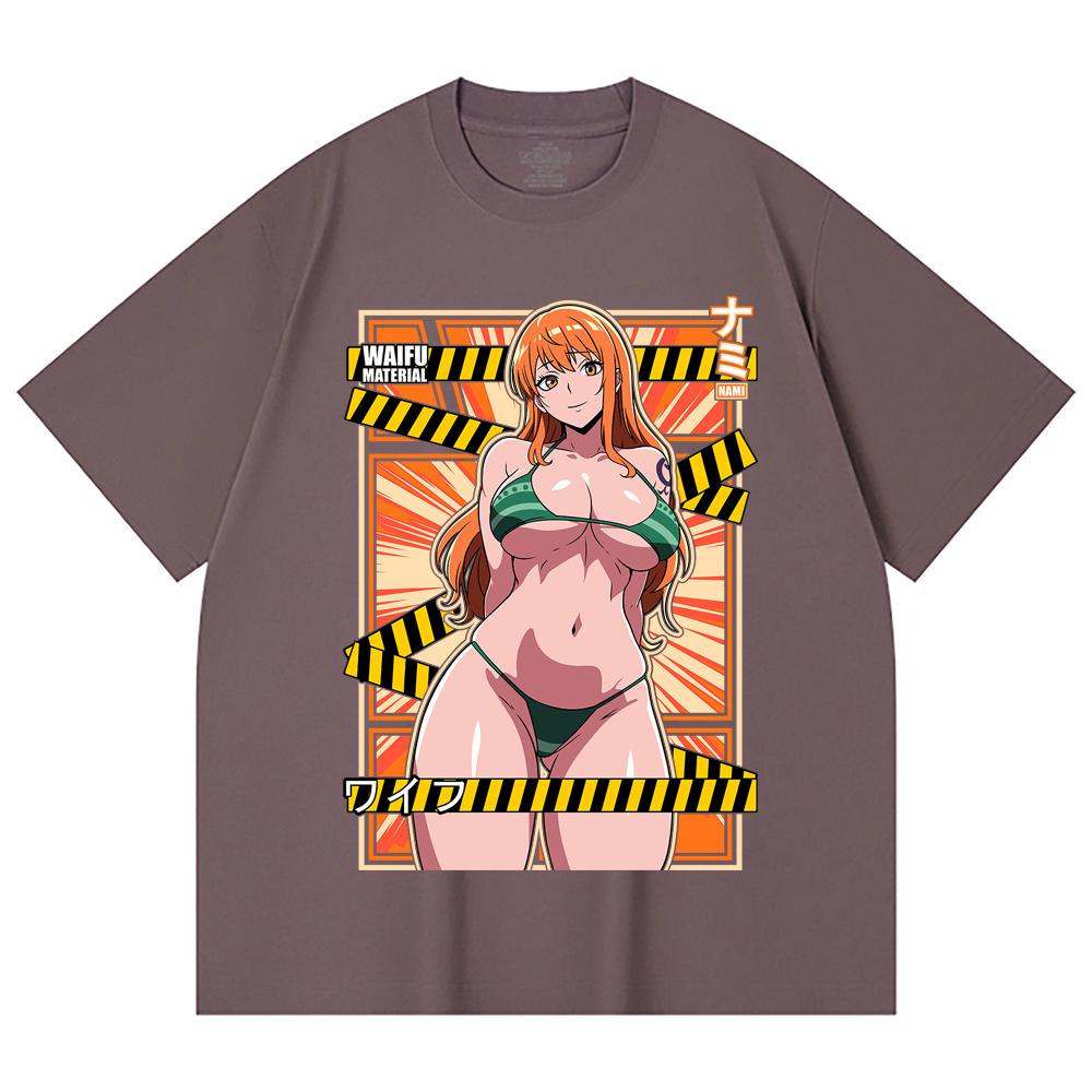 230 Gsm 100% Cotton One Piece V40 Nami Waifu Print Unisex Heavy Cotton T Shirt