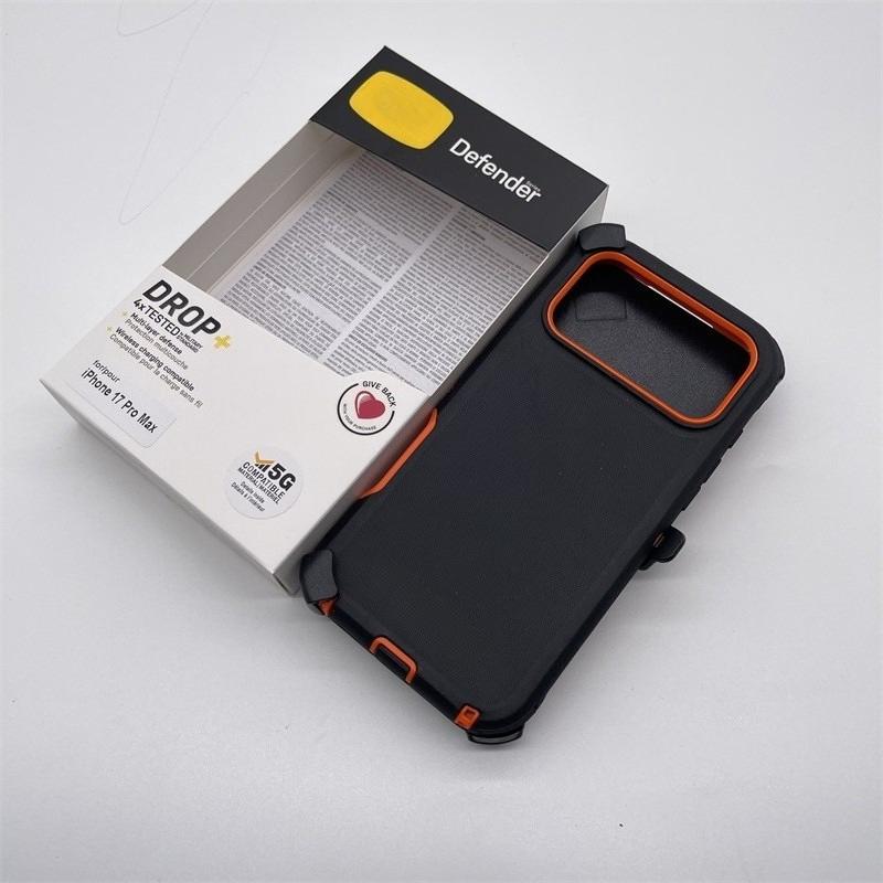 Rugged Defender Series Phone Case Belt Clip for IPhone 17 Pro Max Air 17 3IN1 TPU+PC Anti-drop Protection Ott Box Cover