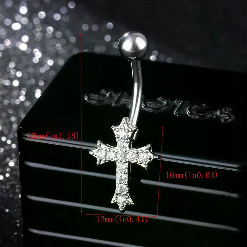 Sexy Piercing Bauchnagel Körperschmuck für Frauen Mädchen Personalisierter Einfacher Kreuzanhänger Bauchnabelringe Geschenke