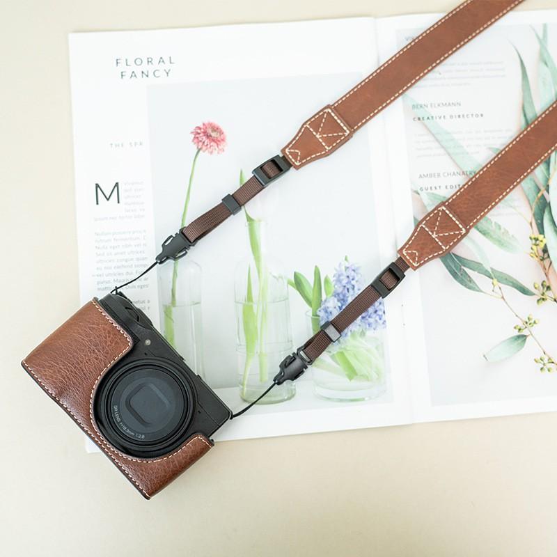PU Leather Camera Case Ricoh GR3 GR3X GR4 Compact Digital With Adjustable Strap Shoulder Wrist