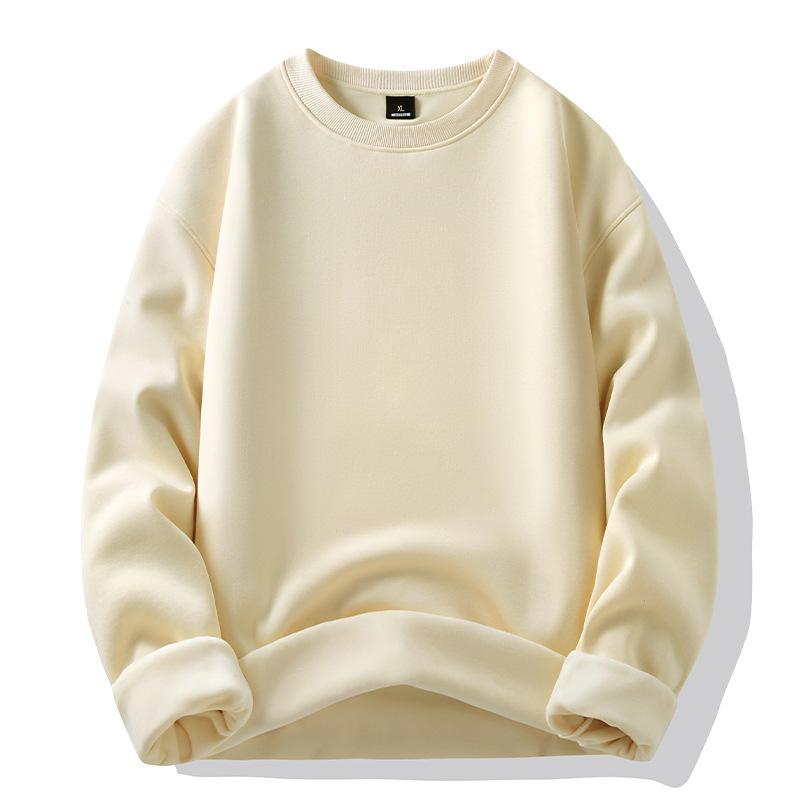 Fashion Sweater Men's New Spring, Autumn and Winter Solid-colour Padded and Thickened Hoodie Tide Couple Round Neck Jacket Tops