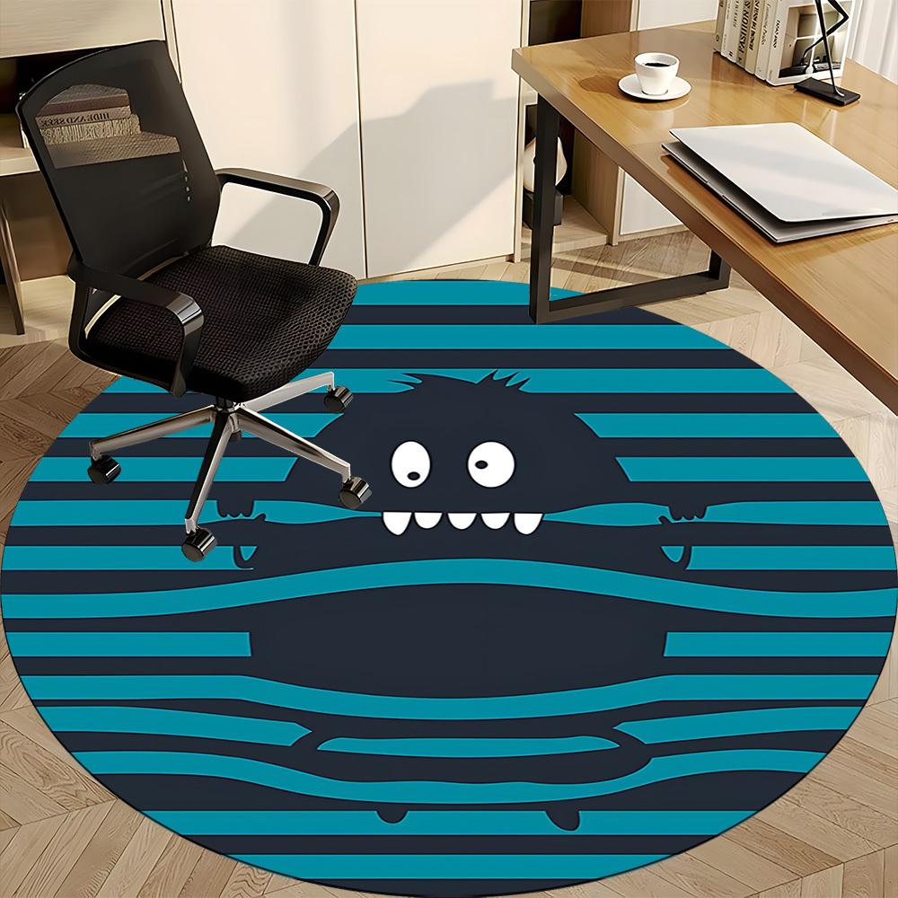 1PC Monster Stripes Office Round Area Rug, Mat Suitable For Office, Under Office Chairs Bedroom Living Room Home Decor, Room Deco