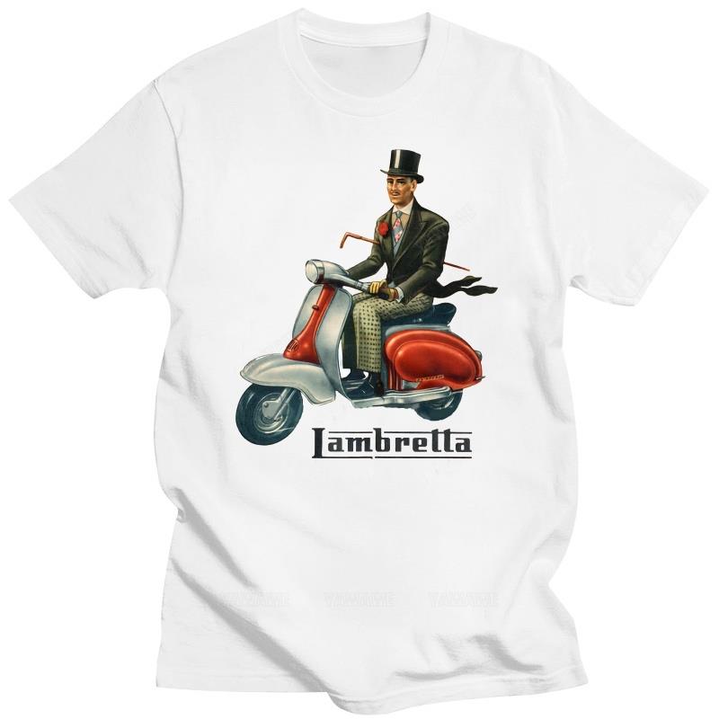 Klasyczny Vintage 1950 Naklejka na Skuter Lambretta -VespaModHipster Mężczyźni Kobiety bawełniany t-shirt Unisex Modny t-shirt