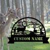 Personalized Deer Metal Family Name Sign, Matte Black Iron Wall Art for Indoor Outdoor