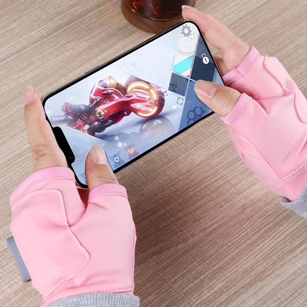 Motorcycle Riding Gloves Rechargeable Heated Gloves 360 Degree Thermal Heated Gloves Winter Windproof Warm Fingerless Gloves