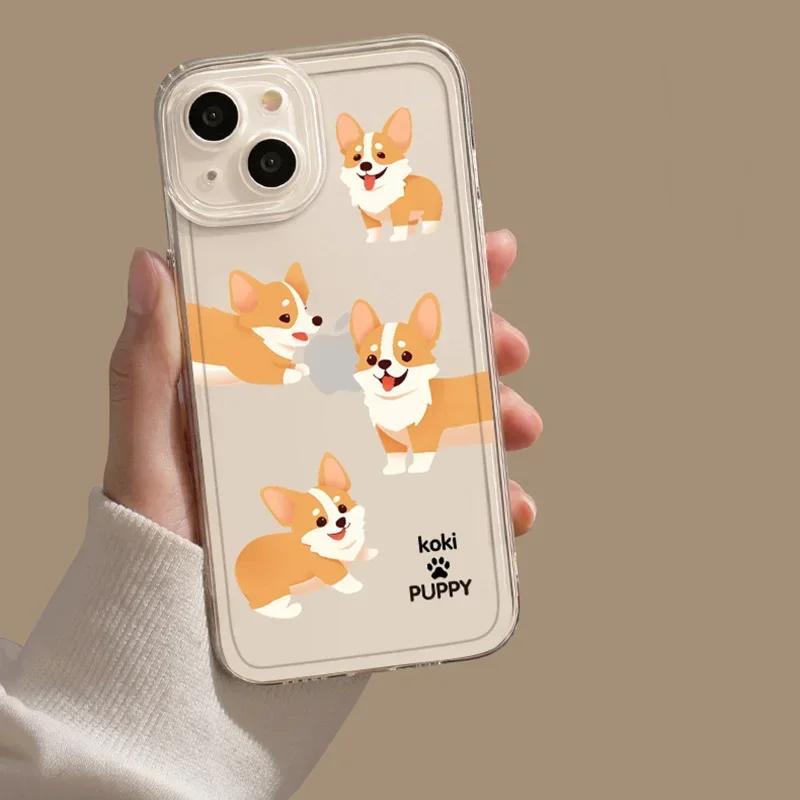 

Мультяшная такса корги собака прозрачный чехол для телефона для iPhone 15 14 13 11 12 16 Pro XS Max 13Mini XR X SE Plus прозрачная крышка Funda iPhone 15Pro