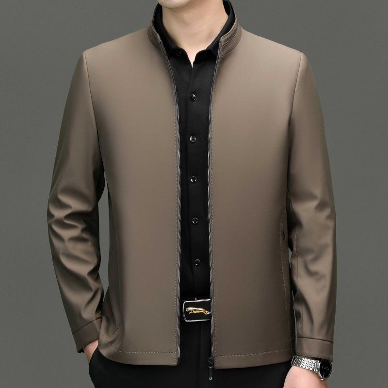 Men's Mulberry Silk Jacket Spring and Autumn New Business Casual Lapel Jacket Middle-aged Dad's Top Jacket