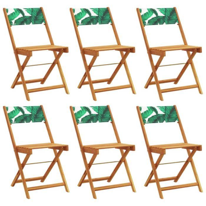 VidaXL Folding Garden Chairs Set of 6 Green Fabric and Solid Wood, Garden Seat, Patio Chair, Dining Chair of 3214623