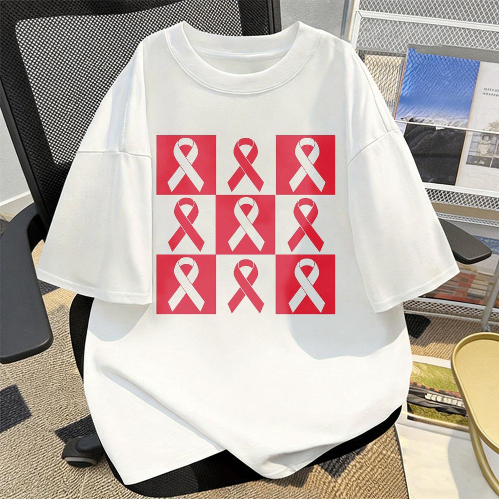 Checkerboard Awareness Symbol Short Sleeve Tshirt For Heart Disease Month Cardiology Nurse Gift Ashion Charity Campaign Tops