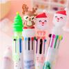 Christmas Ballpoint Pen Press Type 10 Color 6-color Ballpoint Pen Color Multifunctional Marker Pen Creative Stationery Wholesale