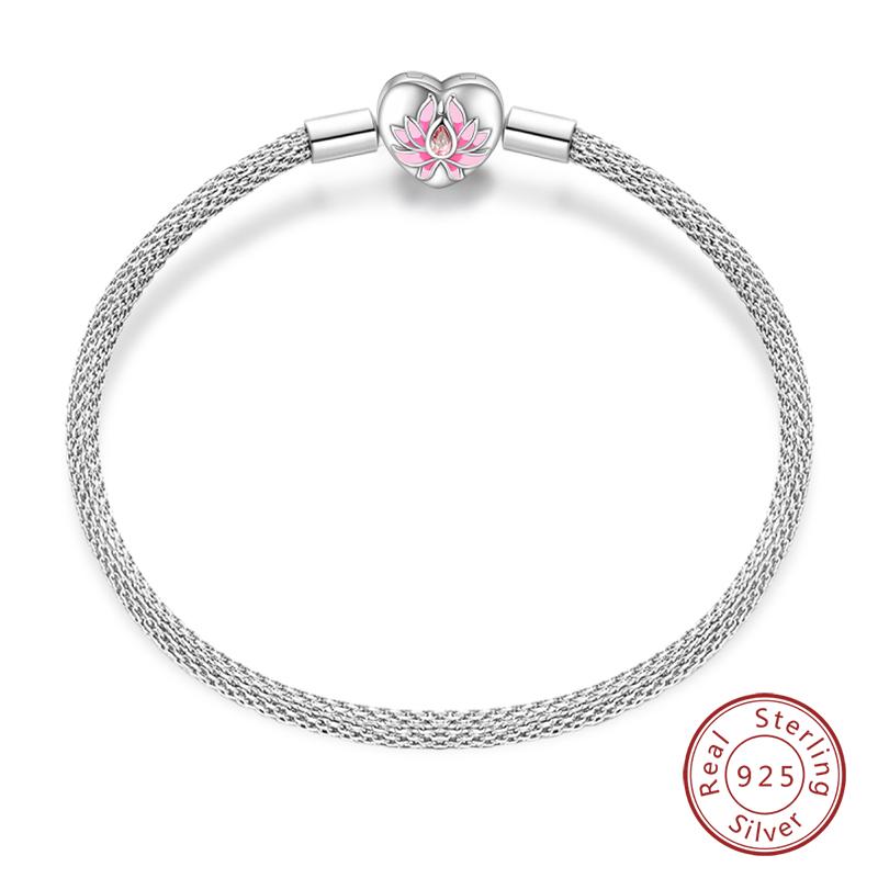 Original 925 Silver Heart Star Moon Snowflake Butterfly Bracelets 17 20CM For Women DIY Charms Jewelry Gifts