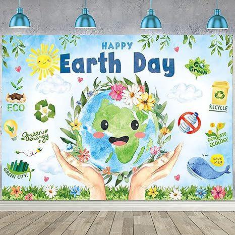 Banner de Decoración de Fondo Feliz Día de la Tierra 22 de Abril Decoración de Fiesta Ambiental Interior y Exterior