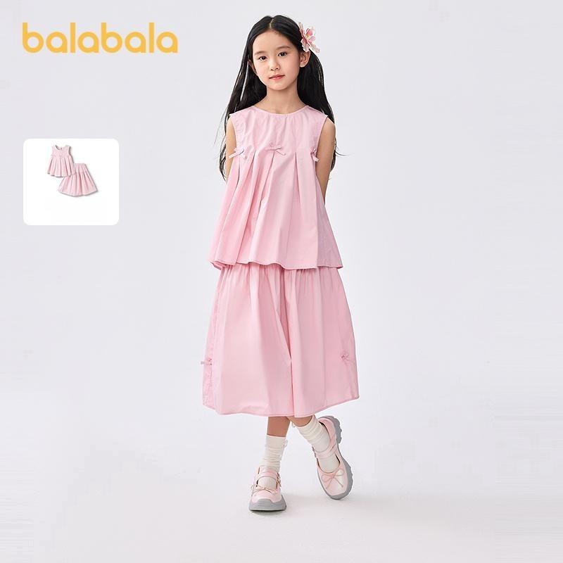Balabala Girls' Set Summer Children's Set 2025 New Summer Big Children's Two Piece Half Skirt Set Sweet