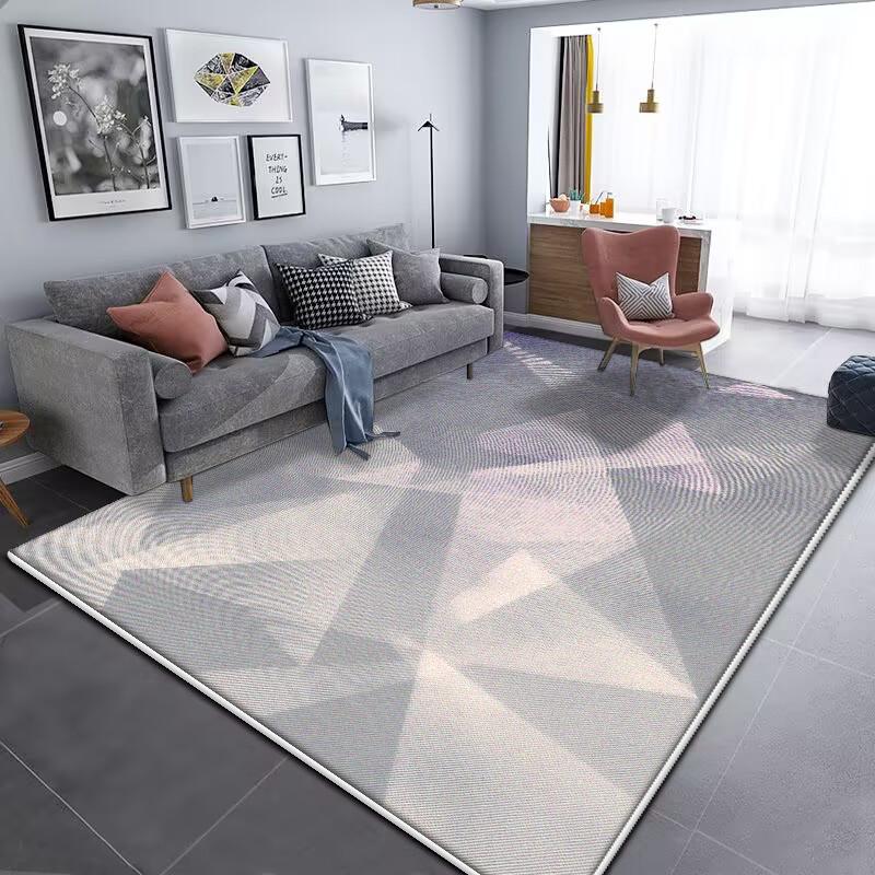Grey Geometric Carpet for Living Room Modern Luxury Decoration Home Rugs for Bedroom Big Size Non-slip Easy Cleaning Floor Mat