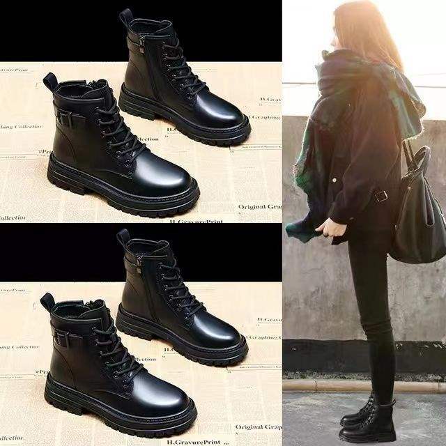 Martin boots women's 2025 new spring and autumn single boots platform cotton shoes women's winter velvet short boots locomotive boots