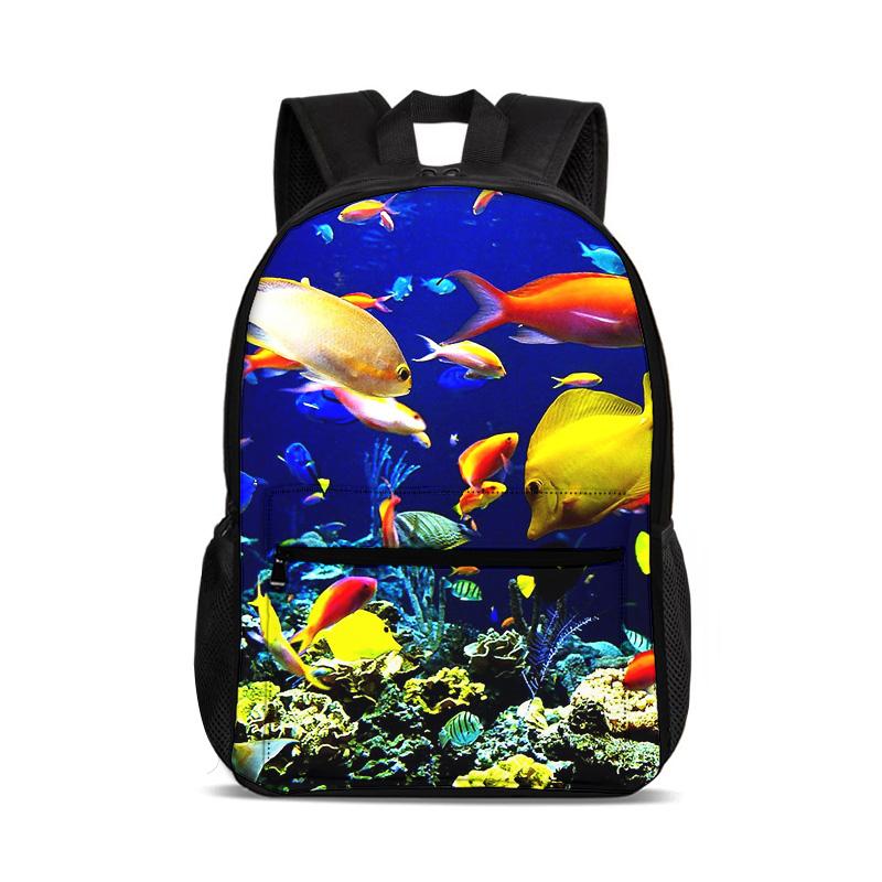 Underwater World Backpack Versatile Cartoon Large Capacity Outdoor Travel Mountaineering Boy and Girl School Birthday Best Gift