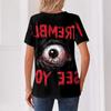 Women's Casual V Neck Short Sleeve Button T Shirt Halloween Themed Graphic Print Top Fashionable Comfortable Fit
