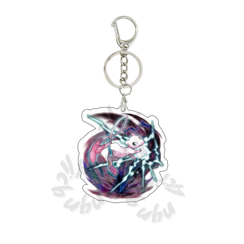 Cartoon MEW  Eevee POCKET Acrylic Keychain Students Anime Kawaii Key Ring Backpack Jewelry Charm Ornament Gifts for Friends Toy