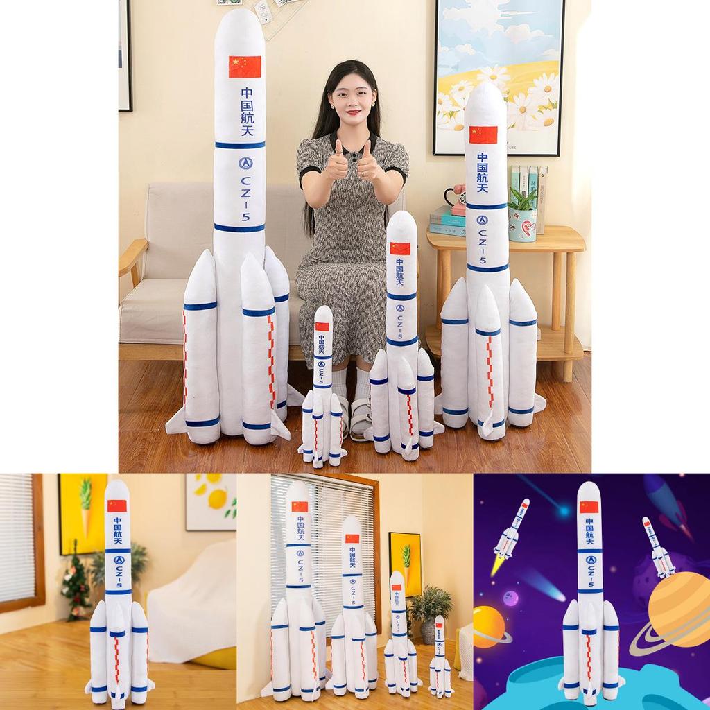 Soft Plush Toy Rocket Model Creative Space Launcher Pillow Long March Rocket Doll For Children