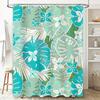 Beach Style Shower Curtain, Blue And White Floral Design, Polyester Fabric, Water Resistant, Customizable Size Add A Touch Of Tr