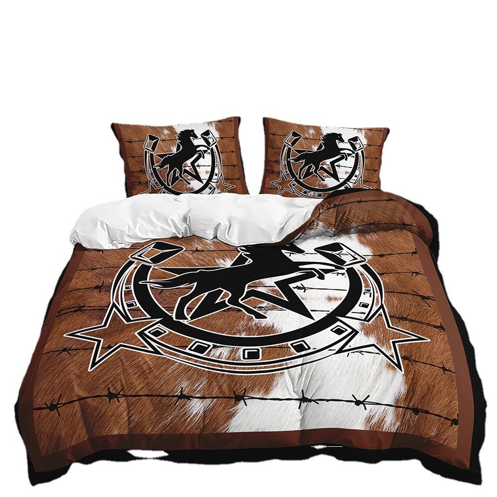 Three-Piece Cowhide Texture Fur 3D Quilt Cover Two-Piece Bedding Kit