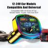 Car Bluetooth 5.0 Charger Dual USB 3.1A  PD 20W Type-C FM Transmitter Colorful Ambient Light Cigarette lighter MP3 Music Player
