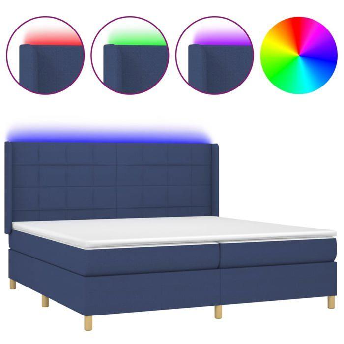 VidaXL Sommier à Lattes de Lit avec Matelas et LED, Lit Rembourré avec Tête de Lit, Lit Double, Lit Adulte de Chambre, 3138907