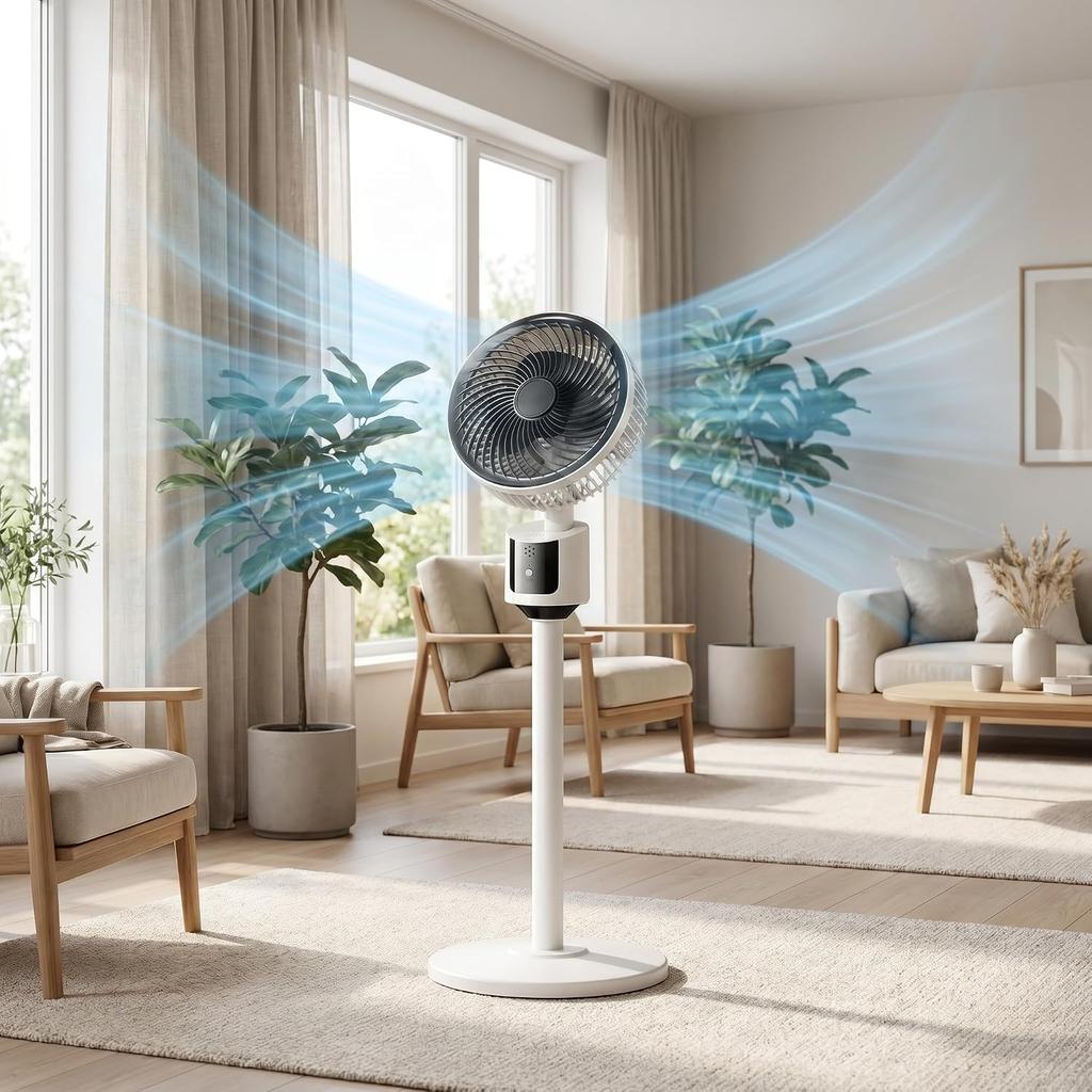 USB Floor Fan  3 Speed Oscillating  Ultra Quiet Circulator   Metal Mesh   ABS Base   Ideal for Bedroom  Office