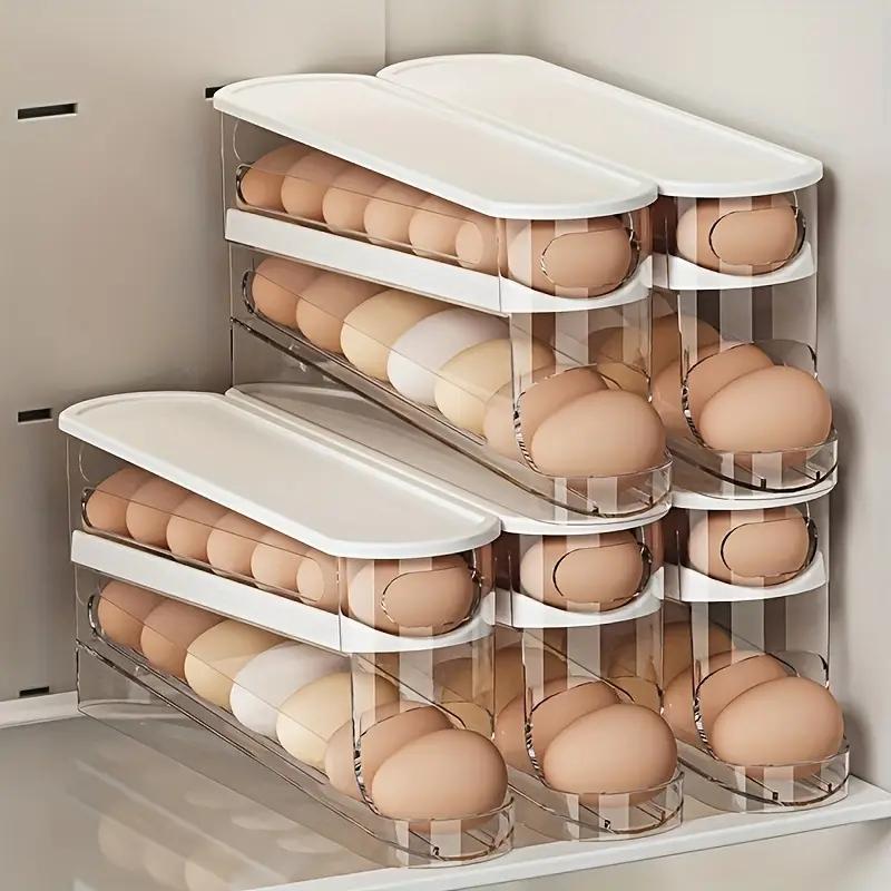 1pcs Refrigerator Egg Storage Box Rolling Kitchen Container Eggs Rolling Rack Large Capacity Refrigerator Egg Organizer Holder