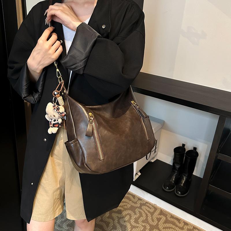 

Сумки Женские сумки Ретро-мода Большой емкости Мягкие сумки Pitot Сумки через плечо Сумки-мессенджеры no pendant темно-коричневого