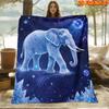 1pc 2D Flat Printing Spring & Summer New Arrival Starry Sky Elephant Themed Digital Print Blanket, Throw Blanket, Soft and Comfortable 100% Polyester 