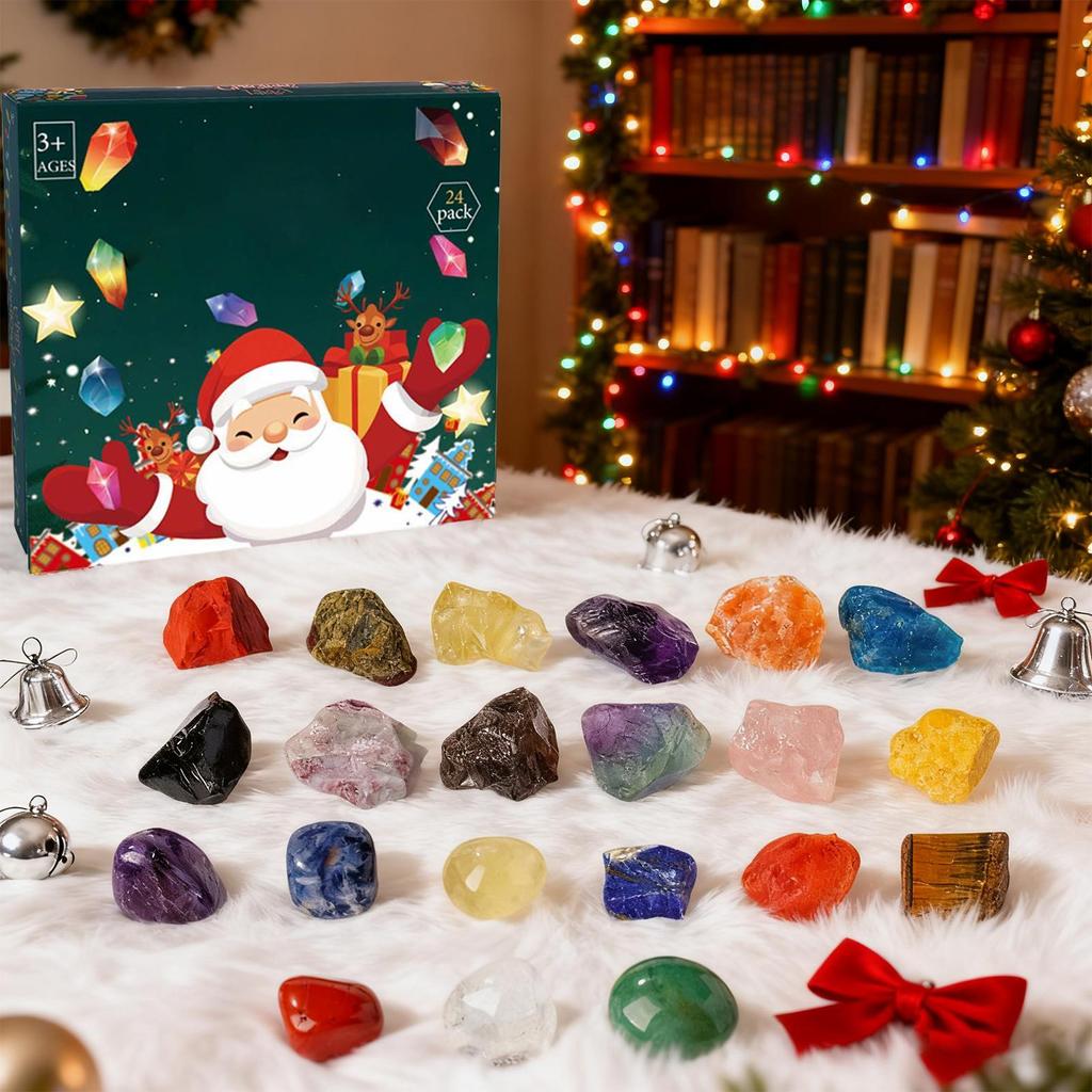 Natural Crystal Calendar Advent Calendar 24 Days Learning Toys Rock Collection Christmas Countdown Calendar For Teens Kids