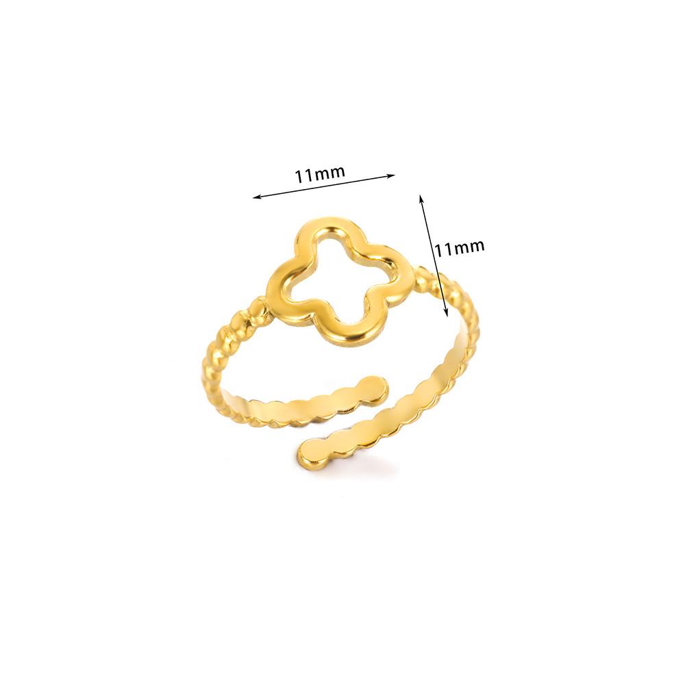 

Минималистичные кольца из нержавеющей стали с четырехлистным клевером, открытые, для женщин, золотистого цвета, эстетичные, свадебные, парные, с цирконом, аксессуары