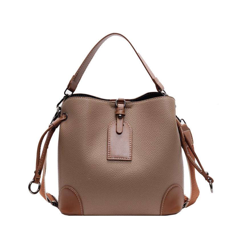 Autumn and winter large-capacity portable bucket bag splicing shoulder messenger bag texture fashionable tote bag women