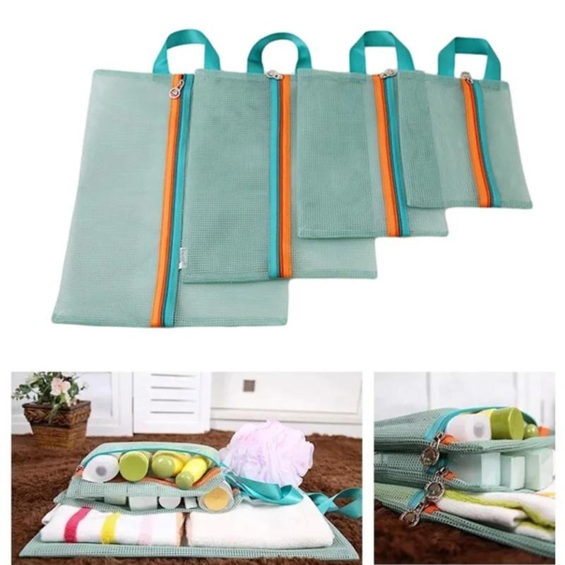 Pack of 4 Sturdy Mesh Travel Organizers Bags Accessory for Luggage and Home Storage Portable and Breathable Designs