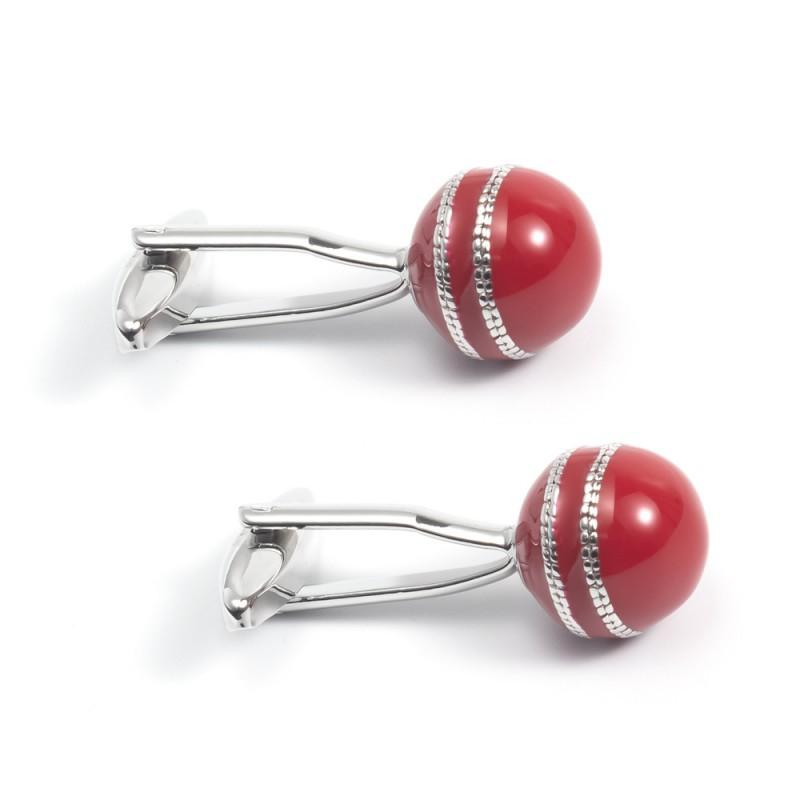 Red Painted Silver Edged Ball Shaped Copper Metal Cufflinks Men's French