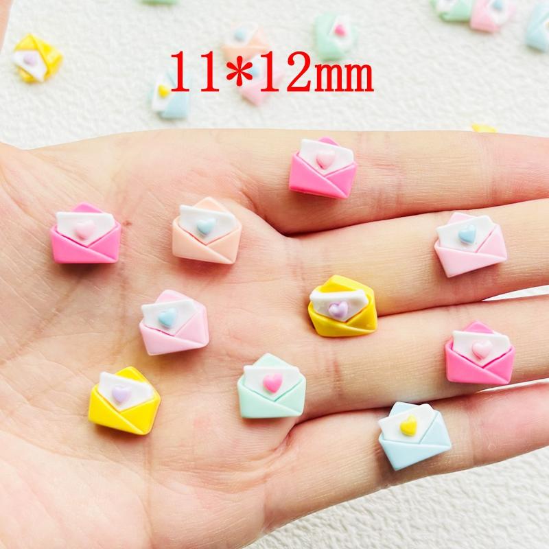 30 Pcs New Resin Cartoon Valentine'S Day Envelope Flat Back Scrapbook Figurine Diy Bow Decor Accessories Crafts A80