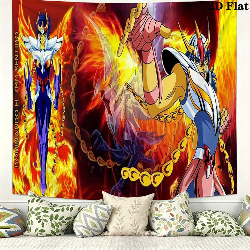 Anime Saint Seiya Wall Tapestry Aesthetic Wall Hanging Printed Fabric Blanket Decorative Tapestries for Bedroom Living Room Home Decor