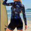Costume da Bagno da Gara Due Pezzi da Donna con Top a Manica Lunga con Zip e Pantaloncini da Surf