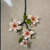 New Chinese Style Hand-Feel Magnolia Artificial Flower Stem for High-End Living or Dining Room Display
