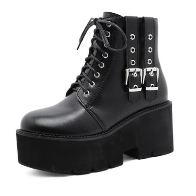 2024 Winter 8cm Heels Herbst Seite Reißverschluss vorne Lace Up Ritterstiefel Amazon Dicke Sohlen Kurze Stiefel Kinder Lhx