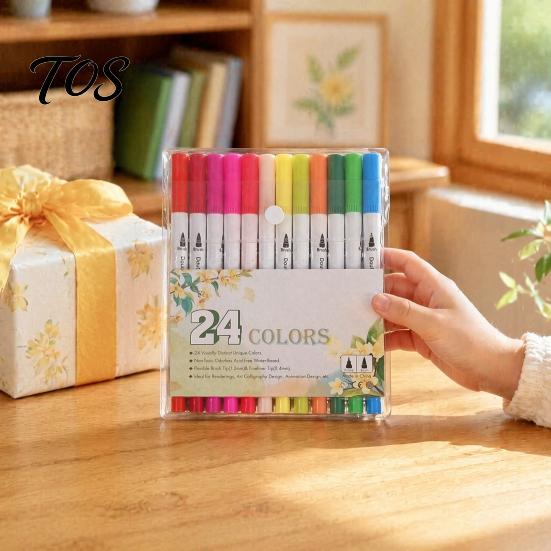 Double-ended Markers Drawing Set, with Brush And Fine Point Tips, Washable Art Supplies for School Water-soluble Ink Supplies, Hand-Drawn Creation