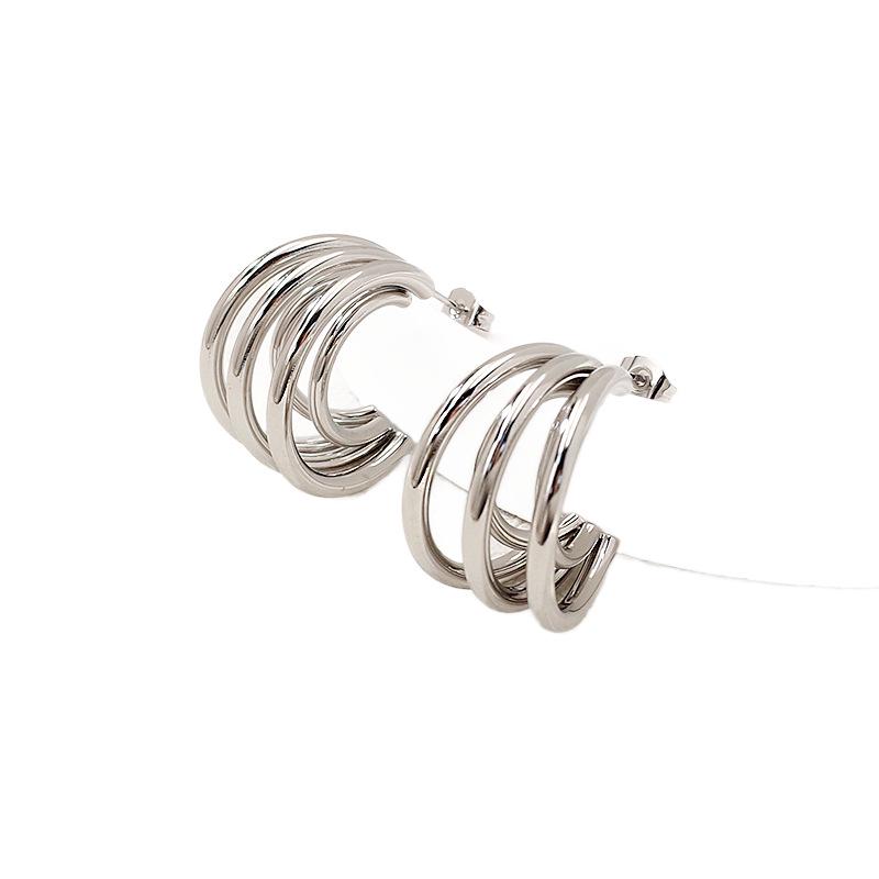 Stylish Gold-Plated Geometric Titanium Steel Earrings - Luxurious & Versatile Hoops