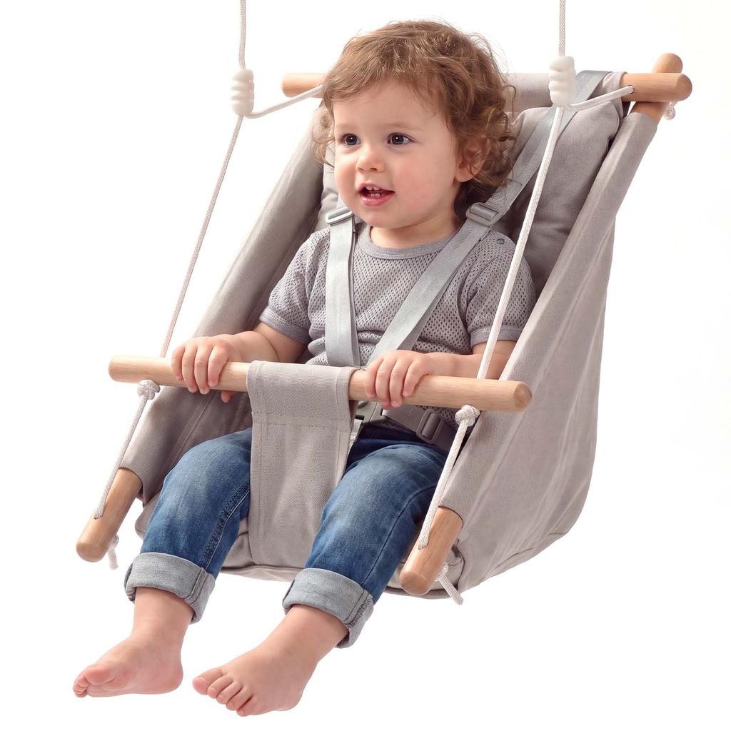 VEVOR Baby Swing 30 kg Weight Capacity 3 Modes Canvas Hammock Swing Gray, for Indoor and Outdoor, 5-Point Harness and Tree Straps