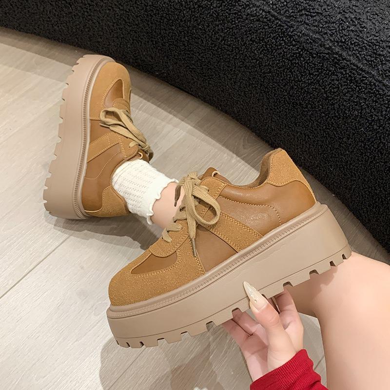 Muffin Platform Heightening Shoes Children's New Autumn and Winter Brown Retro Small Casual Board Shoes