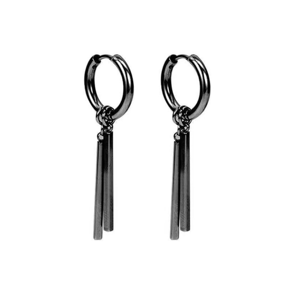 1pairs No Ear Piercing Square Stick Pendant Earrings Tassel Earrings  For Women and Men