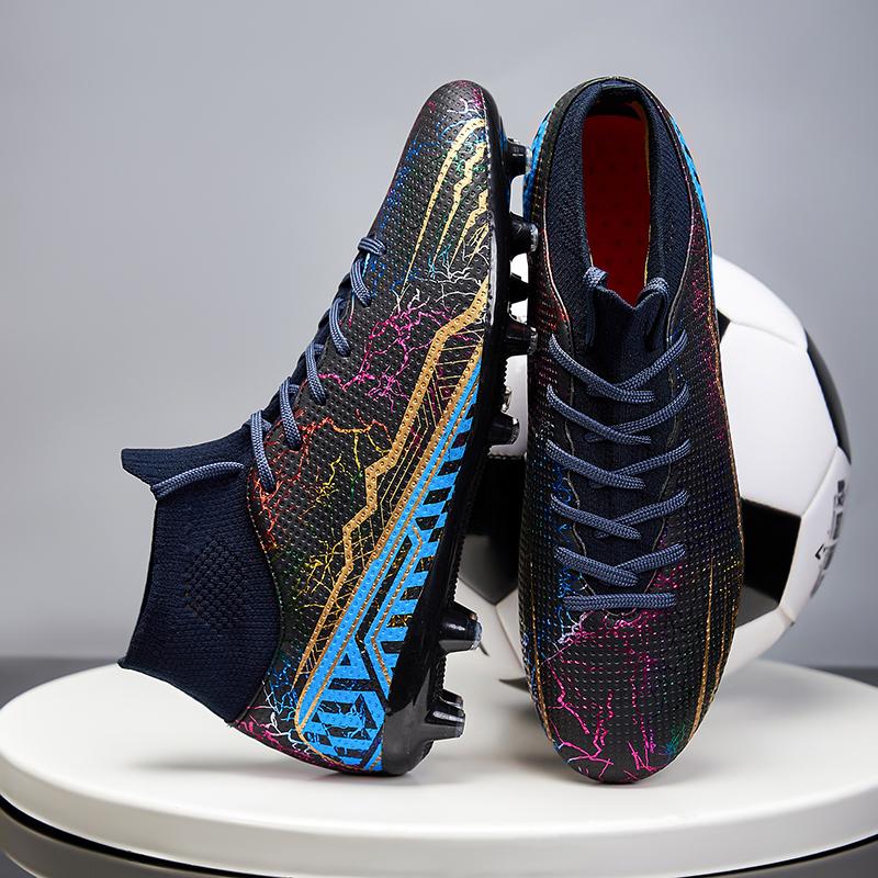 Men Football Boots Long Spikes High Ankle Soccer Shoes AG/TF Kids Outdoor Grass Cleats Soccer Boots Training Sport Football Shoes