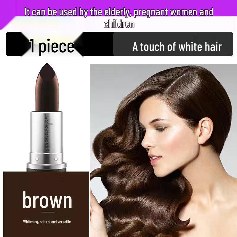 

Temporary Hair Dye Stick: Instant White Hair Concealer, Chestnut Brown/Black, Lipstick Style 3.8g